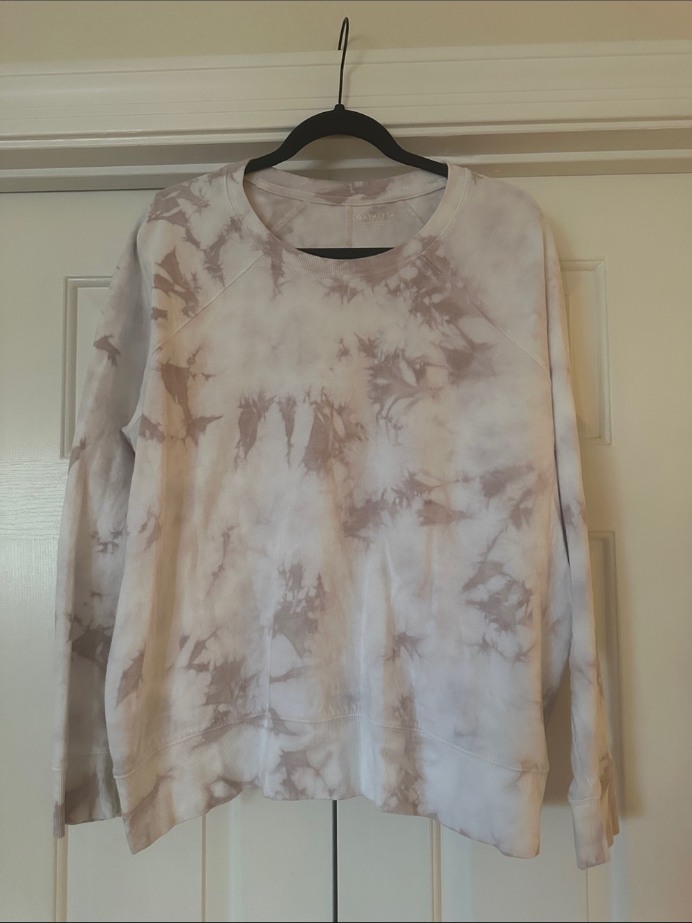 Athleta Women's Tie-Dye Crewneck Sweatshirt - Light Taupe & White